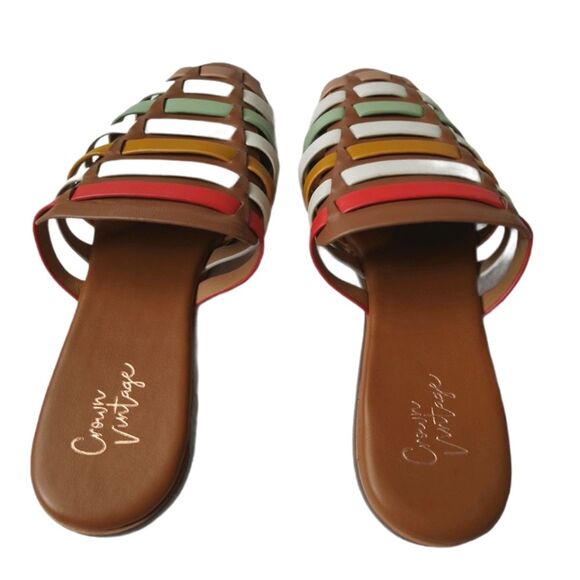 NWOT Crown Vintage Leather Mules Sandals - Picture 2 of 8